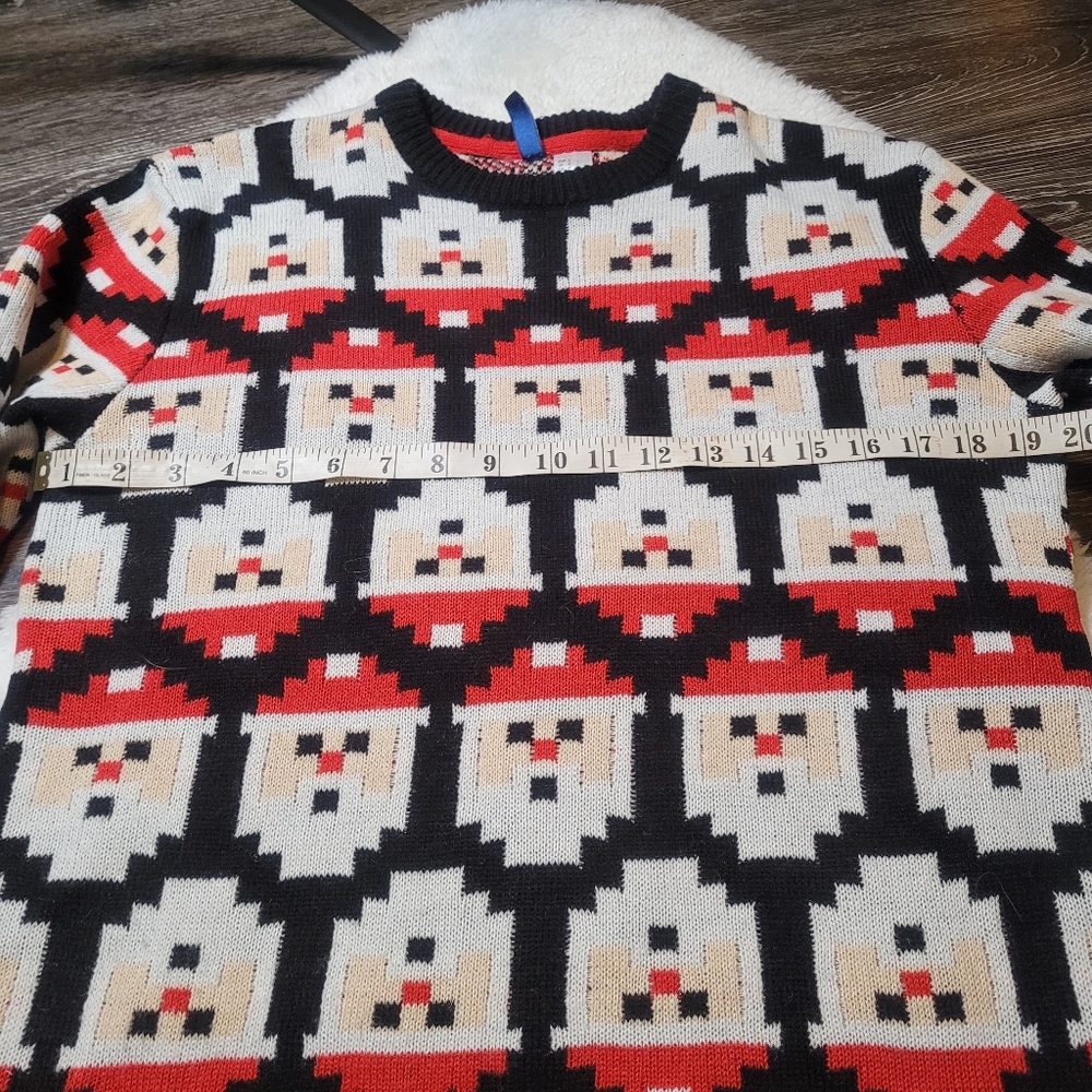 H&M Mens Jolly Santas Sweater Black, White And Red Sz S - Picture 2 of 8